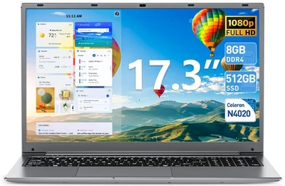 20205 NEU SGIN 17.3 Zoll Laptop Computer 12GB GB 512GB SSD Window 11 8000 mAh - Bild 1 von 4