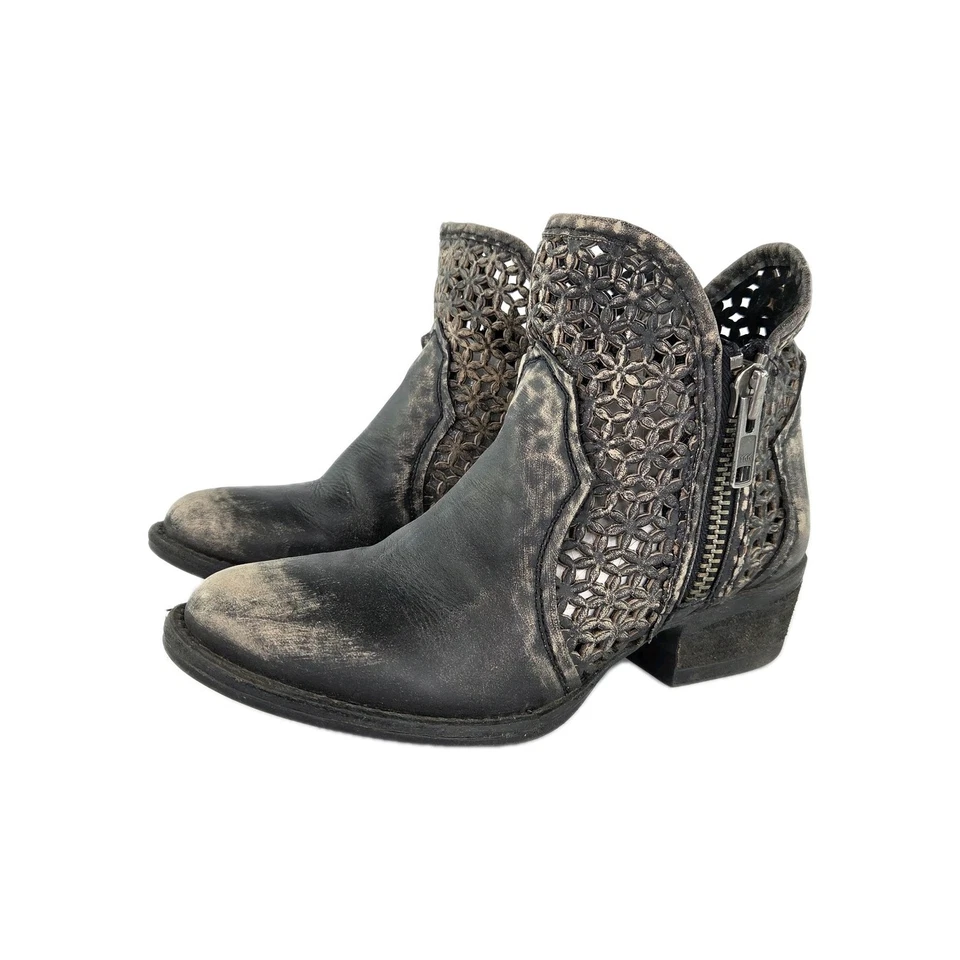 Botas vaqueras cortas Corral Circle G para mujer EE. UU. 7 negras desgastadas recorte cremallera bota Foto 1 de 4