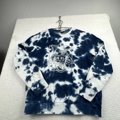 Moletom True Religion Tie Dye Buddha Poseidon gola redonda masculino azul médio - Imagem 1 de 4
