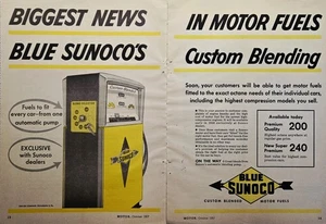 Blue Sunoco Biggest News in Motor Fuels Custom Blending Blend Pump Print Ad 1957 - Picture 1 of 6