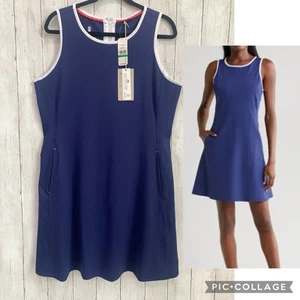 NWT Tommy Bahama Aubrey Fit and Flare IslandZone Sleeveless L Navy Blue Dress - Picture 1 of 18