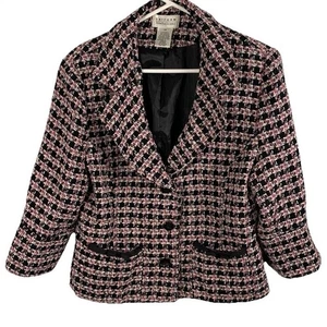 Chaqueta Blazer Vintage John Paul Richard Tweed Rosa Talla 14 Carrera Pata de Gallo - Imagen 1 de 8