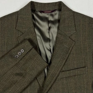 Brooks Brothers 100% Wool Blazer Women's 18 Green Glen Plaid 2 Button Lined 90's - Picture 1 of 15