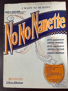 I WANT TO BE HAPPYY Partituras De Colección Sin Nanette Canción Musical de Broadway - Imagen 1 de 1