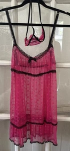 Lace Babydoll Nightie & Thong Set Vintage 90s Women's Small Rene Rofe NWOT - Picture 1 of 13