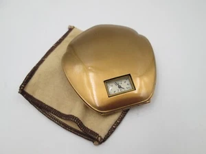 Antique Illinois Gold Plated Powder Compact & Watch A1930s MADE IN USA - Picture 1 of 15