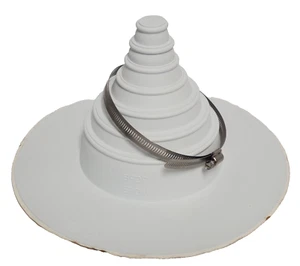 1" - 6" WHITE UNIVERSAL TAPED PIPE BOOT PEEL AND STICK PS - Picture 1 of 6