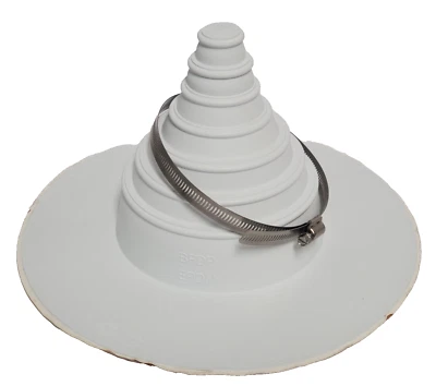 1" - 6" WHITE UNIVERSAL TAPED PIPE BOOT PEEL AND STICK PS - Image 1 of 4