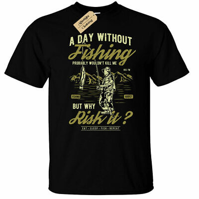 A Day Without Fishing Mens T-Shirt Funny Fisherman Gift Angling Fisher Man Top • 14.98€