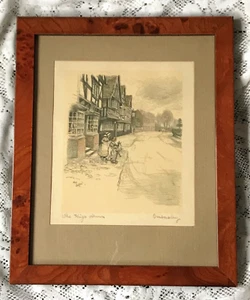 Cecil Aldin Hand Coloured Signed Print The Kings Arms Ombersley 23.5cm x 28.5cm - Picture 1 of 11