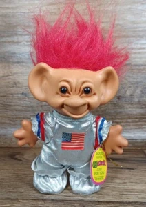 Vtg Uneeda Wishnik Troll Doll Astronaut USA Spaceman Red Hair Tag #70550 No Hat - Picture 1 of 10