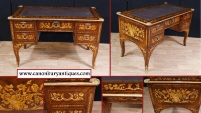 French Desk - Louis XV Knee Hole Writing Table Bureau - Image 1 of 4