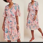 Euc Anthropologie Maeve Adelaide Wrap Midi Dress Floral Flutter Sleeve L
