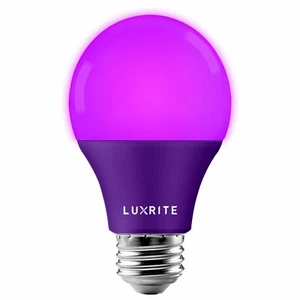 Luxrite A19 LED Purple Light Bulb 60W Equiv. UL Listed E26 Base Base Party Bulb - Picture 1 of 6