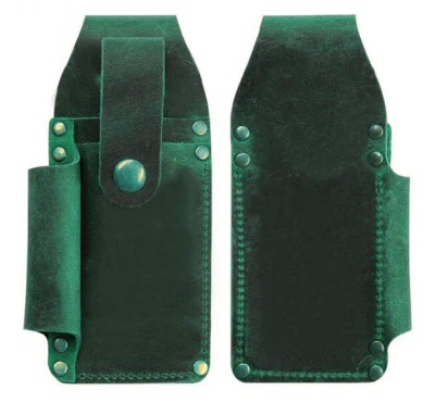 Men waist storage tool Bag belt pack outdoor pouch case Cow Leather green H45 - Image 1 of 4