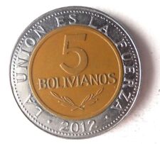 2012 BOLIVIA 5 BOLIVANOS - Hard to Find Bi-Metal Coin - FREE SHIP - Bin #127