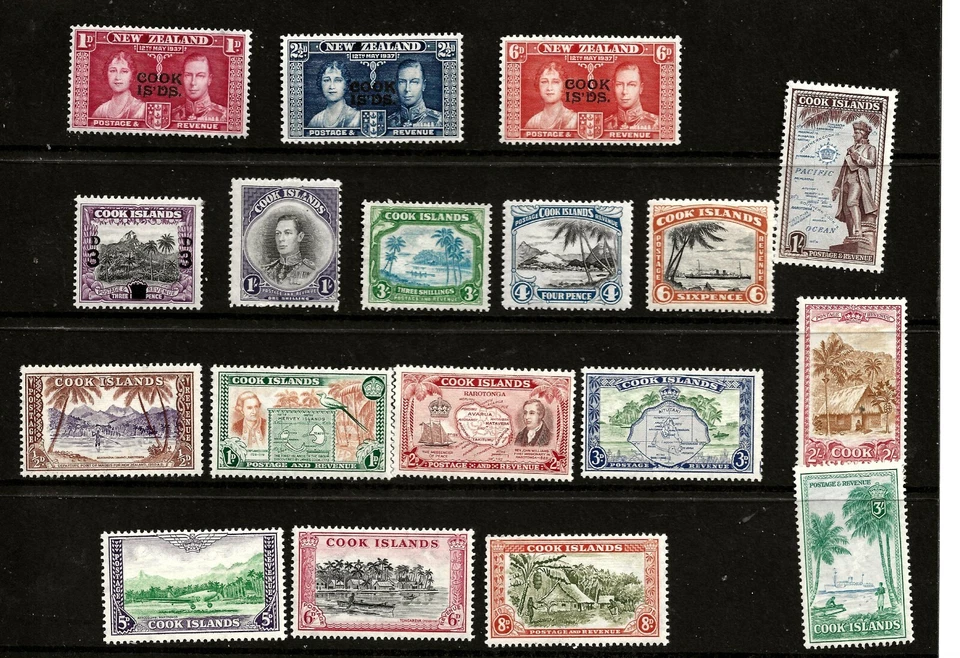 COOK ISLE (228) 1937-49 SG150-159 SET OF 10 + COORO AND OTHERS MOUNTED MINT 18 - Image 1 of 1