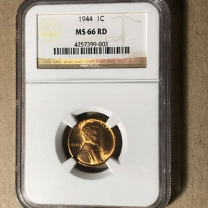 1944 1 Cent Penny NGC MS 66 Red Coin - Picture 1 of 2