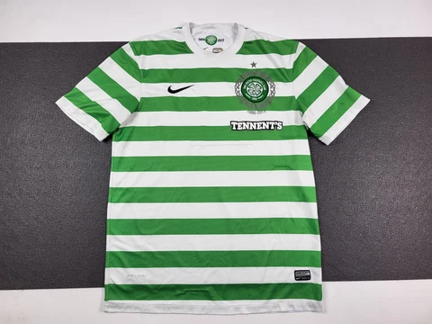 celtic jersey nike shirt tennent's shirt striped white green size M Cover