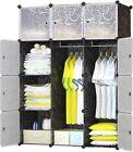 BRIAN & DANY 12-Cube Clothes Closet, Plastic Wardrobe with Doors & 2 Hangers, D