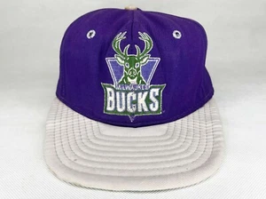 Vintage NBA Milwaukee Bucks Basketball Snapback Cap Hat Purple USA Adjustable - Picture 1 of 9