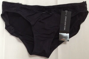 NWT JONES NEW YORK LACE TRIM HI-CUT BLACK BIKINI PANTY 325502 SMALL $12 - Picture 1 of 2