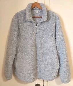 GAP Size Large Tall Pull-Over Half Zip Sherpa Sweatshirt with Pockets Light Blue - Picture 1 of 9