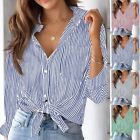 Hemd Frauenhemd Damenknopf -Hemden Gestreiftes Hemd Hemd Ol Long Sleeve Mode
