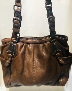 B Makowski Handbag Large Portofino Triple Zip Satchel Purse Shoulder Bag - Picture 1 of 11