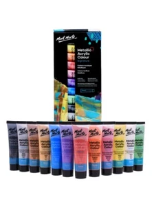 Mont Marte Signature Metallic Paint Set 12pc x 36ml Acrylic Paint Set Xmas Gift - Picture 1 of 3
