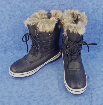 JOURNEE COLLECTION NORTH Womens Winter Mid Calf Boots SIZE 7.5 Black Faux Fur - Image 1 of 4