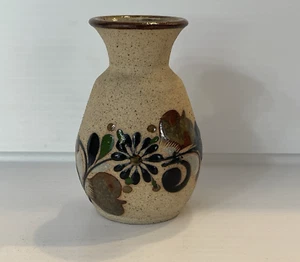 Vaso vintage Tonala Bud arte popolare messicana ceramica arenaria floreale firmato - Foto 1 di 8