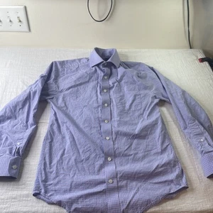 Vineyard Vines Cooper Men's Blue & Orange Plaid Cotton Dress Shirt SIZE Small - Picture 1 of 7