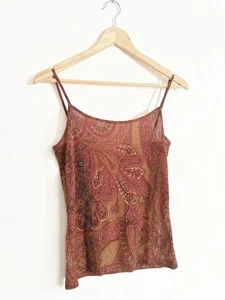 Vintage 90’s Ann Taylor Size Medium Gold Shimmer Red Paisley Tank Top - Bild 1 von 4