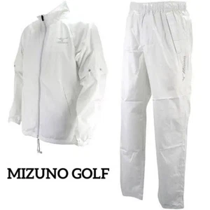 MIZUNO Golf Stratch Rain Wear Jacket Pants Set White Gray Size XL 52MG6A0103 - Picture 1 of 9