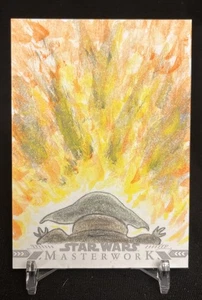 Topps STAR WARS Masterwork Baby Grogu Sketch Card Signed By Artist Brandon Klein - Picture 1 of 2