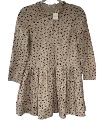Bonpoint Kids Cherry Heart Print Geraldine Dress 100% Cotton Cream Size 12A NEW - Image 1 of 4