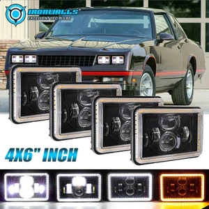 For Chevy El Camino 1982-87 4x6" LED Headlight Hi/Lo Beam Turn Signal Lamp DRL - Picture 1 of 12