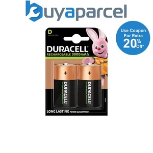 Duracell S3092 D Cell 3000Mah Rechargeable Batteries (Pack 2) DURS3092 - Picture 1 of 1