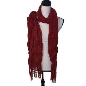 Bufanda tejida brillante roja Maurices con flecos elásticos - Imagen 1 de 5