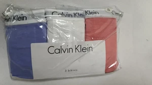 Calvin Klein 3 X Bikini Briefs Peach White Blue Size S Rrp £37.99 CR057 JJ 14 - Picture 1 of 5