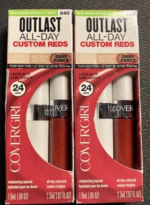 Cove Girl Signature Scarlet #840 Outlast All-Day Lip Color w/Topcoat 2 pack NIB - Picture 1 of 8