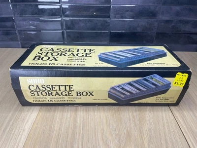 VTG 80s SOHO Cassette Storage Box- Holds 15 Cassettes Made In USA New Old Stock - Image 1 of 4