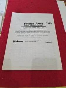 Catálogo de armas de fuego Savage Arms 1979 de colección lista de precios de distribuidor - Imagen 1 de 2