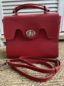 Ilex London Red Leather Handbag Top Handle Crossbody Bag Immaculate - Picture 1 of 18