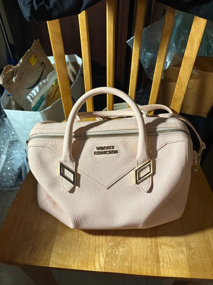 Versace Collection Blush Pink Pebbled Leather Top Handle Satchel/Crossbody - Image 1 of 4