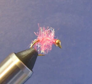 Opal Pink Estaz egg Steelhead, Salmon, trout fly fishing Bead head #6 - Picture 1 of 1
