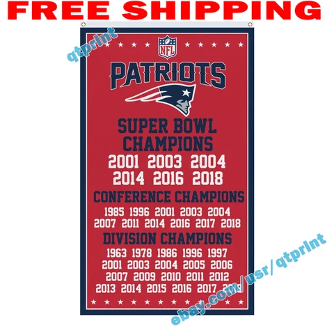 New England Patriots Memorabilia Flag Banner 3x5 ft NFL Super Bowl Champions Fan Cover