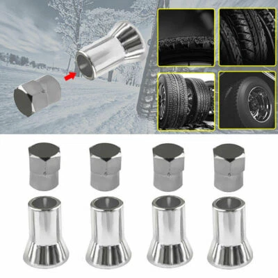 Universal Car Accessories Chrome Car Tire Wheel Rim Valve Stem Cap Cover +Sleeve - Image 1 of 4