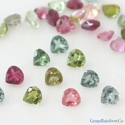 Natural Multi-Color Tourmaline Heart Faceted Loose gemstone 5mm A Quality - Image 1 of 4